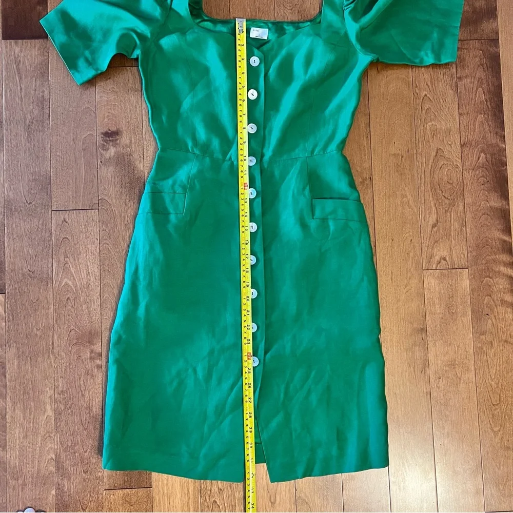 Aritzia Le Fou Wilfred NWOT Michalina Green Dress  Linen Blend Size 4 - Picture 17 of 17